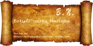 Botyánszky Nadinka névjegykártya